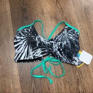Fabletics womens green black Claire midi bikini top